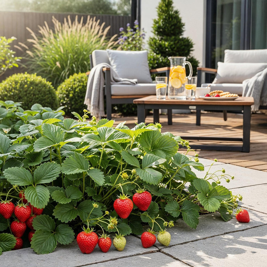Green boutiQ - Plants fruitiers - Fraisier - Fragaria Elsanta - Rustique - 3 plantes - Pot 9 cm - Fraise rouge