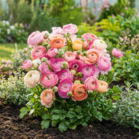 160x Ranunculus Pastel Mix - Pastelkleurige ranonkel - D - Zomerbloeier - Bolmaat 5/6