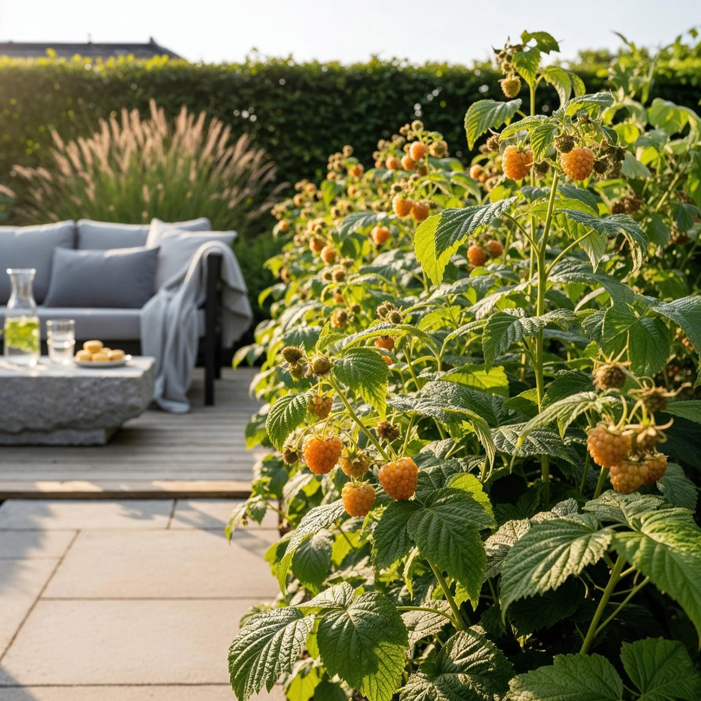Green boutiQ - Plants fruitiers - Framboisier - Rubus idaeus Fallgold - Rustique - 6 plantes - Pot 9 cm - Framboise jaune