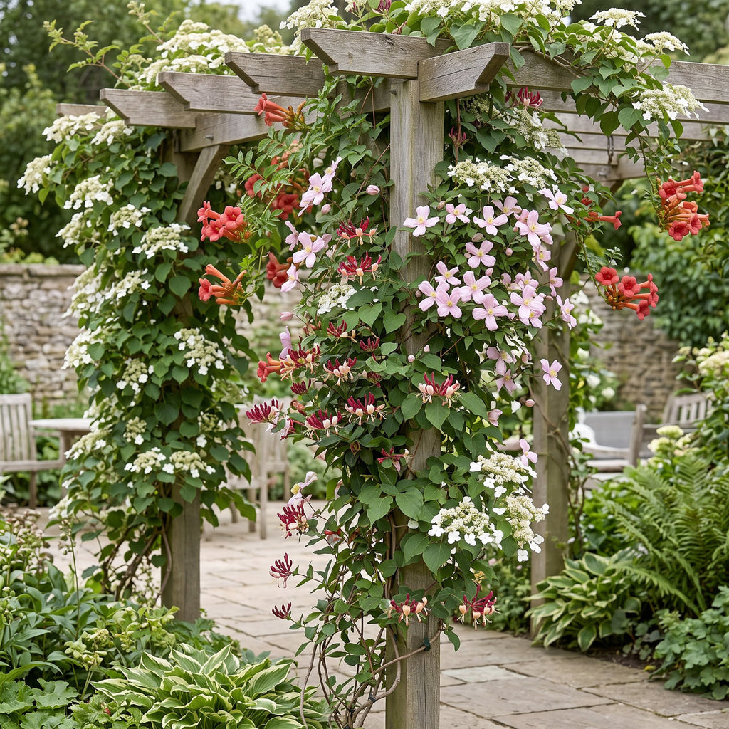 12x Plantes grimpantes Rainbow Colorées - Rose clair - Blanc - Violet - Grimpante - Ø9cm - ↕35cm