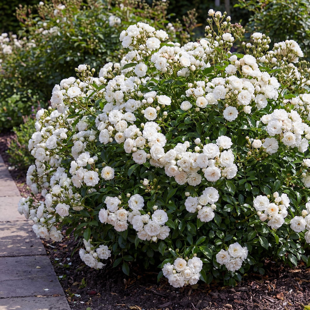 Green boutiQ - Tuin Roos - Rosa White Fairy - Roos - Winterhard - Wit - 1 Plant - Pot 12cm - Hoogte Hoogte 20-25cm