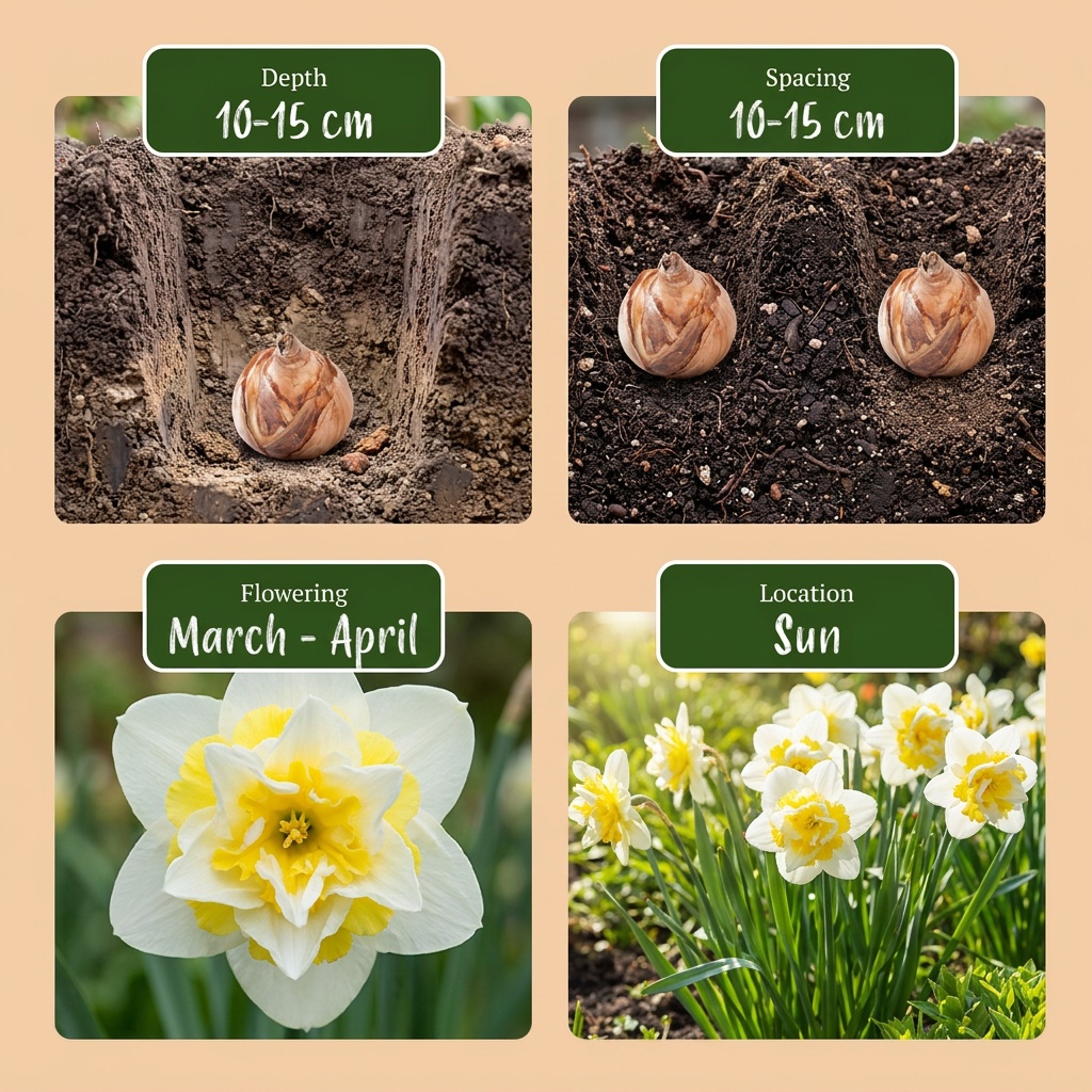 80x Narcissus Ice King - Dubbele narcis - Wit en Geel - Voorjaarsbloeier - Bolmaat 12/14