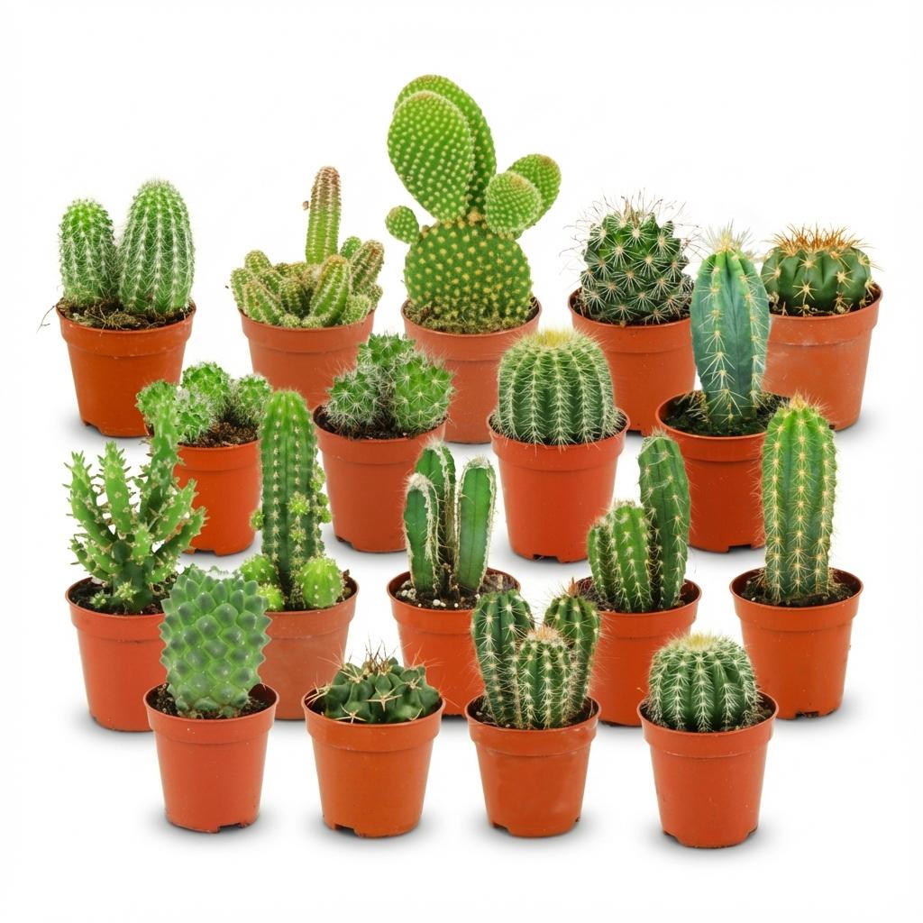 Mini Cactus Set - 18 Pièces - Ø 5.5 cm - Hauteur : 5-10 cm