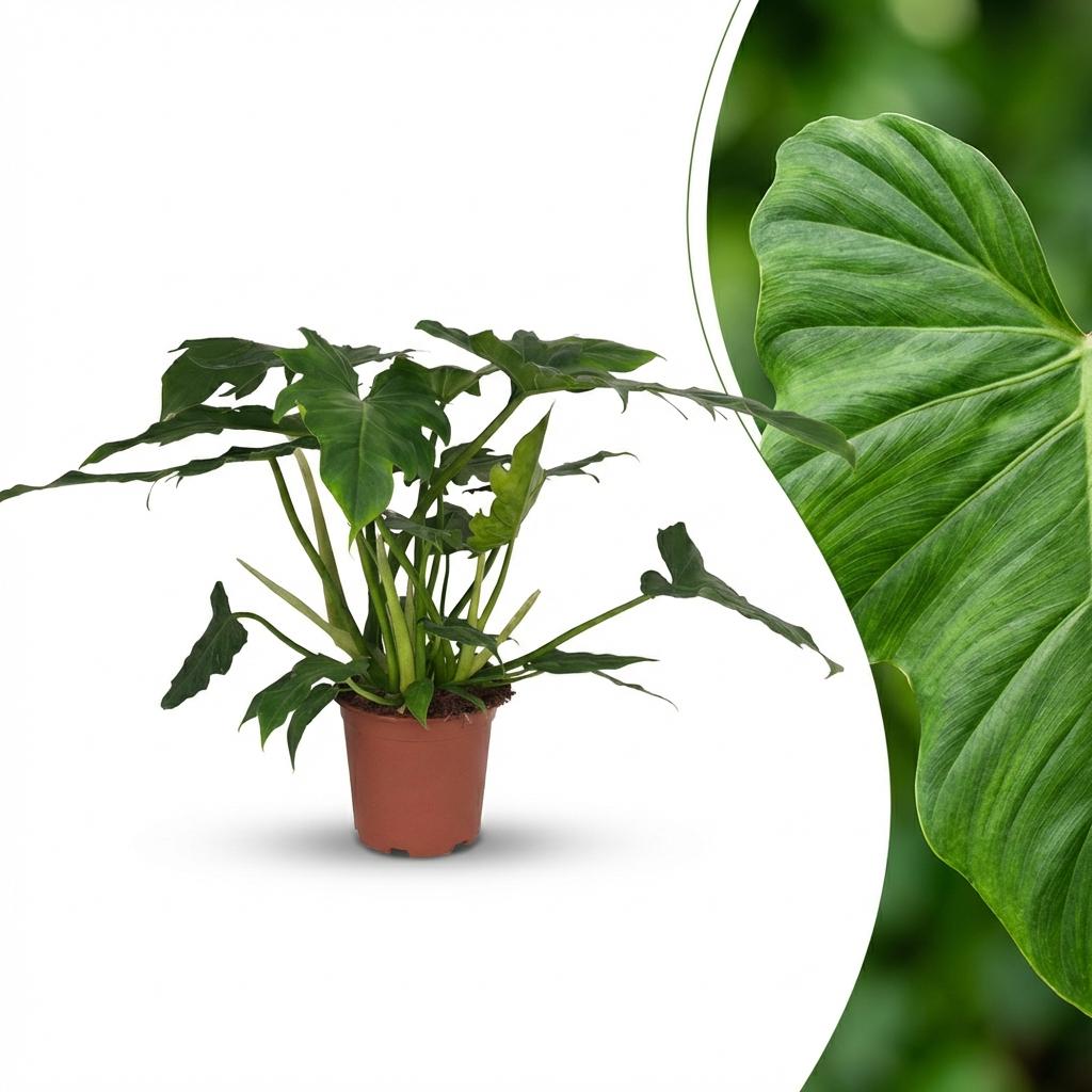 Green boutiQ - Plante d'intérieur - Philodendron - Philodendron Lacerum - Vert - Entretien facile - 1 plante - Pot 19cm - Hauteur 65cm