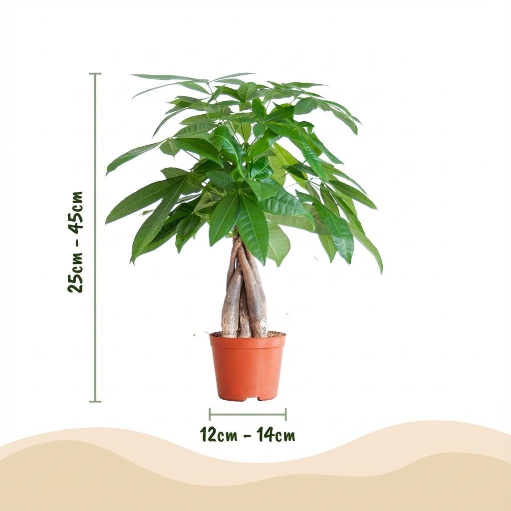 Green boutiQ - Mélange de 3 plantes d'intérieur faciles - Pachira Aquatica, Coffea Arabica, Chlorophytum - Vert - Peu d'entretien - 3 plantes - Pot 12 - 14 cm - Hauteur 25 - 45 cm