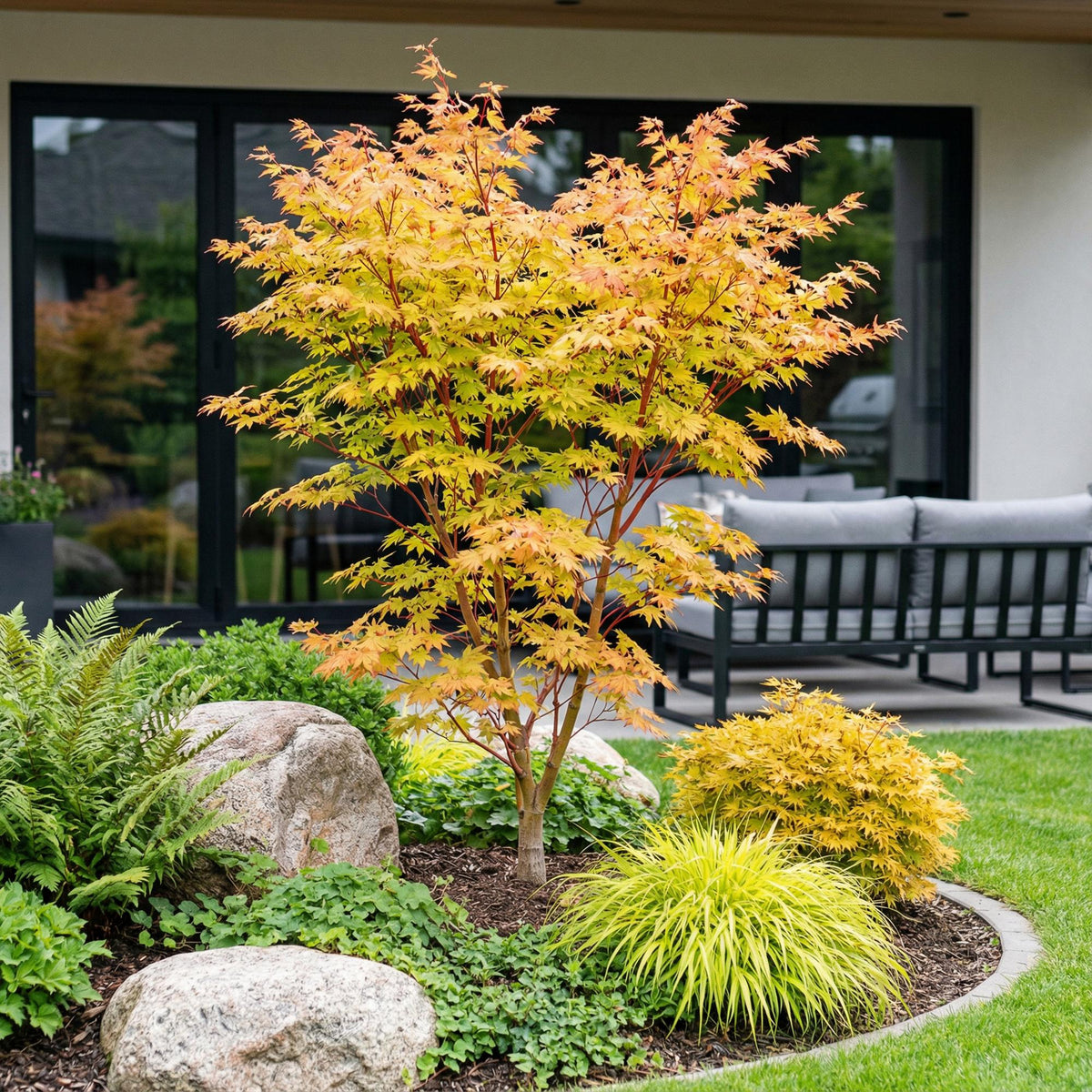 Green boutiQ - Plante de jardin - Acer palmatum Sangokaku - Érable du Japon - Caduc - Vert - 1 - Pot 26cm - Hauteur 90cm