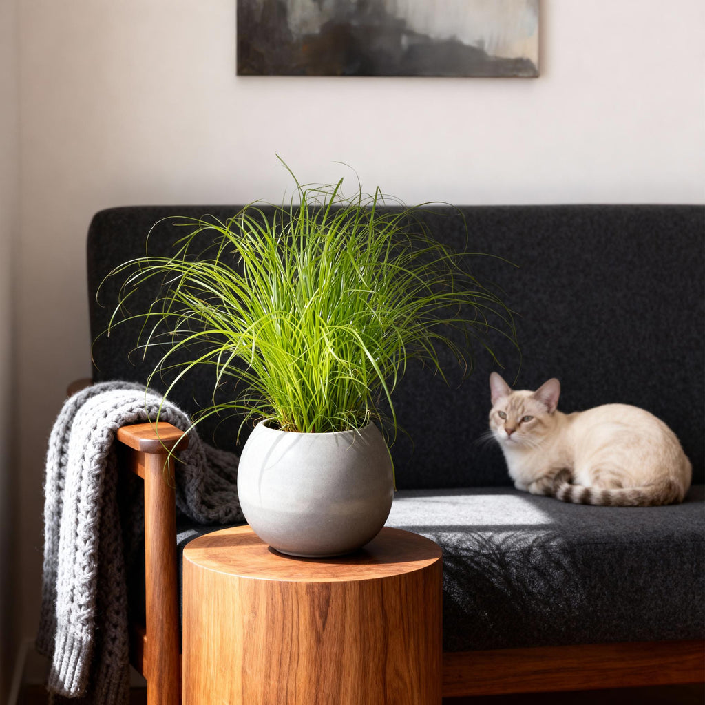 Green boutiQ - Zimmerpflanze - Cyperus alternifolius Zumula - Katzengras - Haustierfreundlich - Grün - 4 Pflanzen - Topf 12cm - Höhe 28-30cm