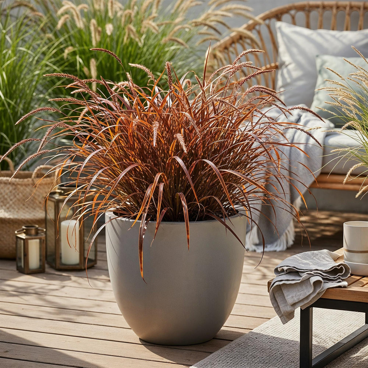 Green boutiQ - Graminées ornementales - Uncinia rubra Everflame - Rouge - 1 Plante - Persistante - Rustique - Pot 17cm Hauteur 50cm