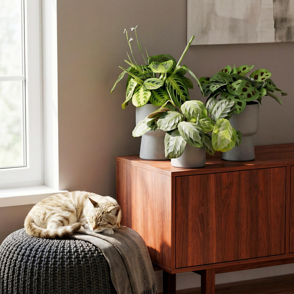 Green boutiQ - Plante d'intérieur - Marantha Silverband, Marantha Lemon Lime, Marantha Kerchoveana - Plante prière - Plante adaptée aux animaux de compagnie - Vert - 3 plantes - Pot 12 cm - Hauteur 25 cm