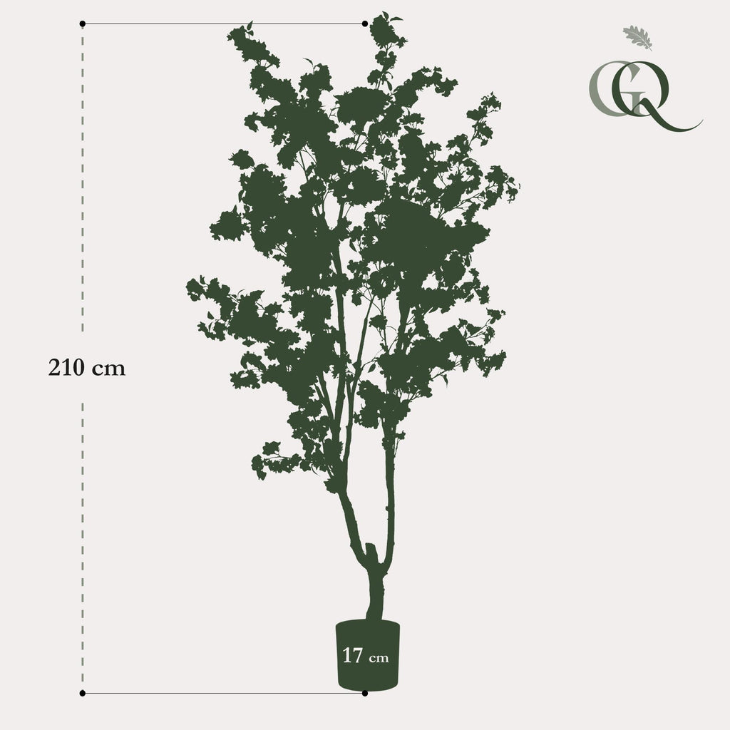 Plante artificielle - Prunus - Cerisier en fleurs - Blanc - 210 cm