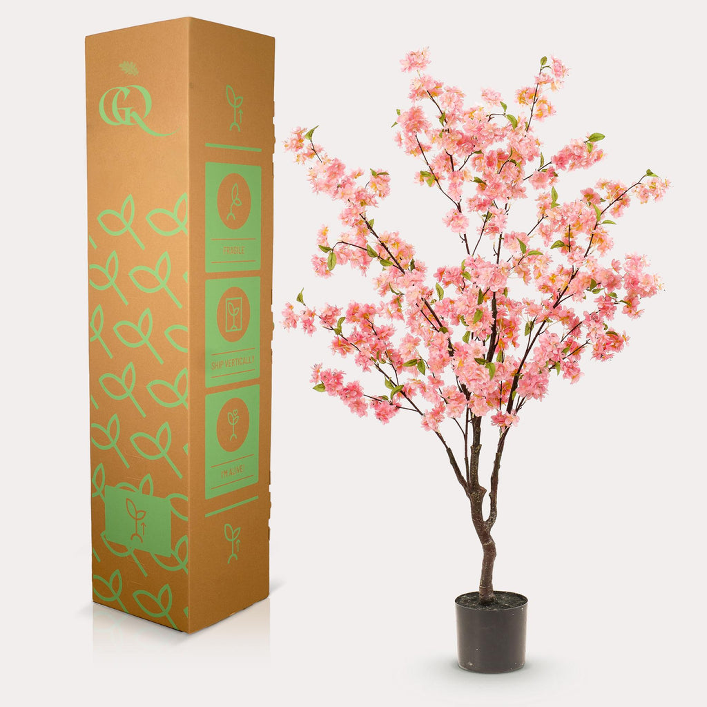 Plante artificielle - Prunus - Cerisier en fleurs - Rose - 135 cm
