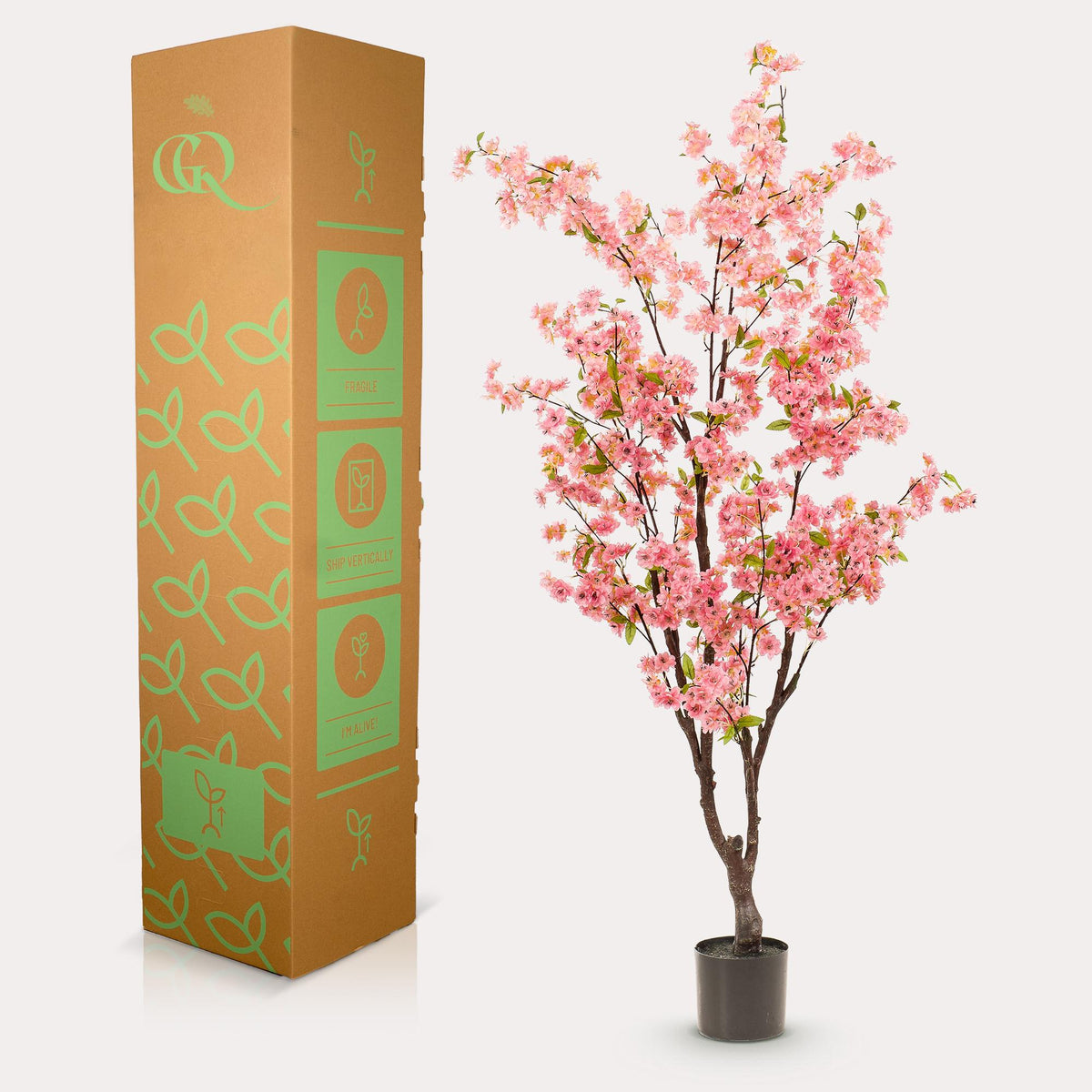 Plante artificielle - Prunus - Cerisier en fleurs - Rose - 175cm