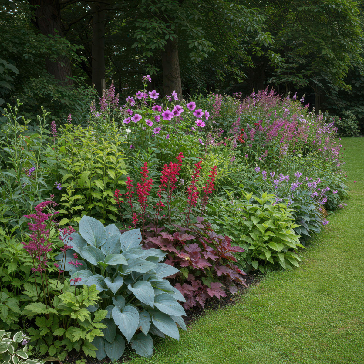 Green boutiQ - Borderpakket - Schaduw - 24 Vaste planten - 3 m2 - Diversen kleuren - Weinig Onderhoud - Pot 11cm