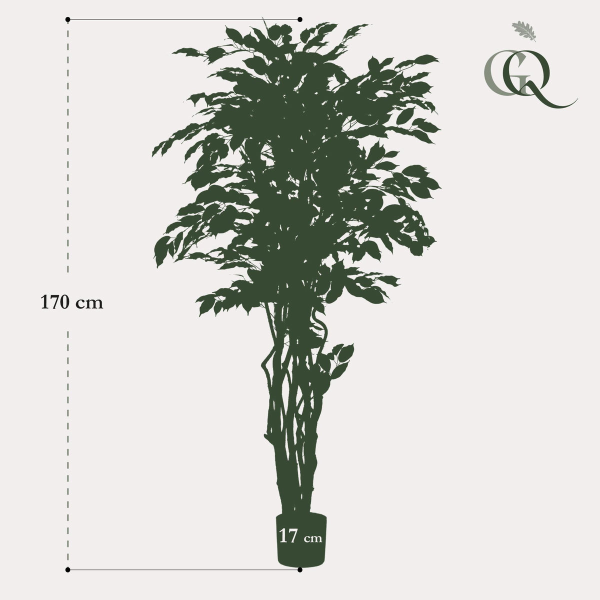 kunstplant - Ficus liana  - Vioolbladplant - 170cm