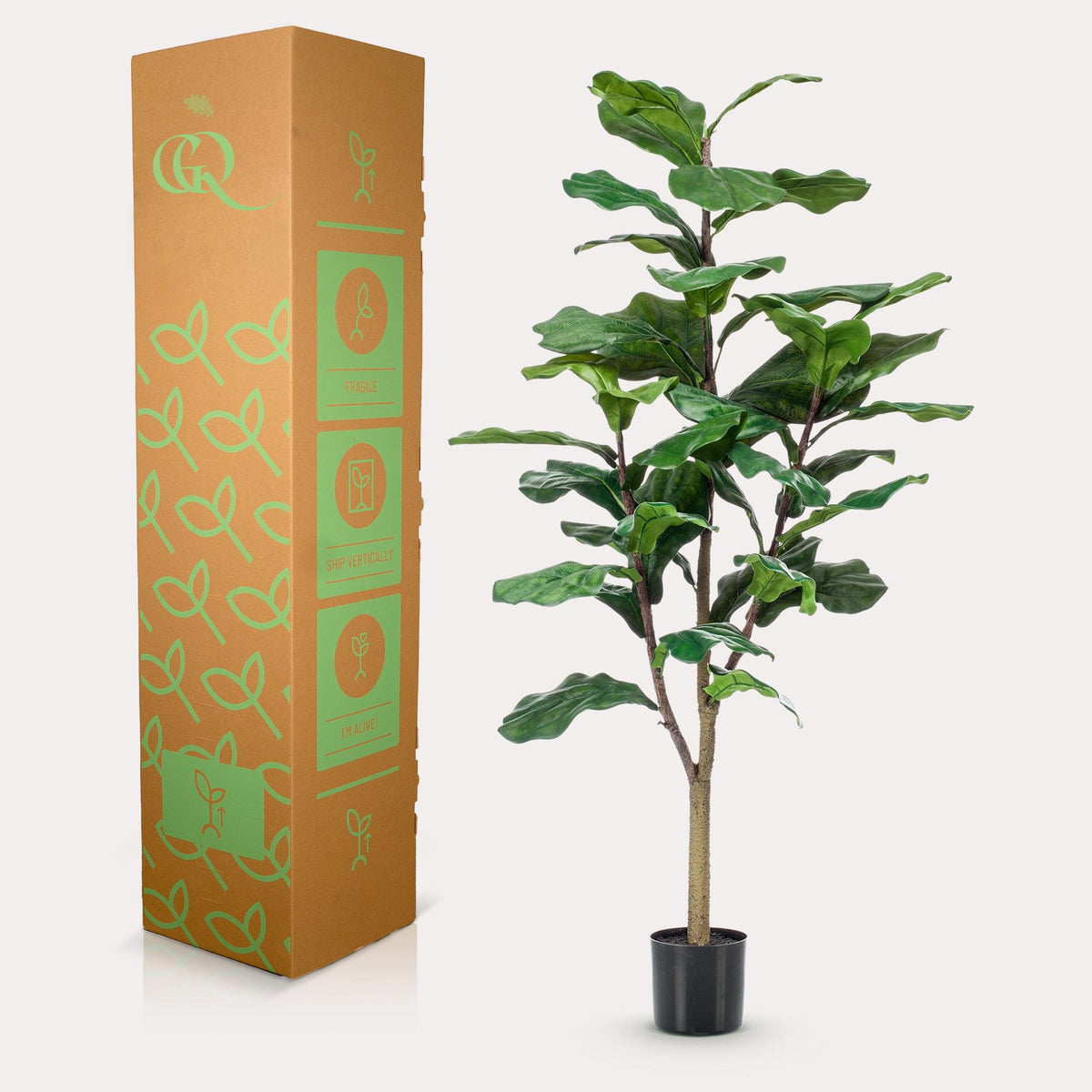 Kunstplant - Ficus Lyrata - Tabaksplant - 120 cm