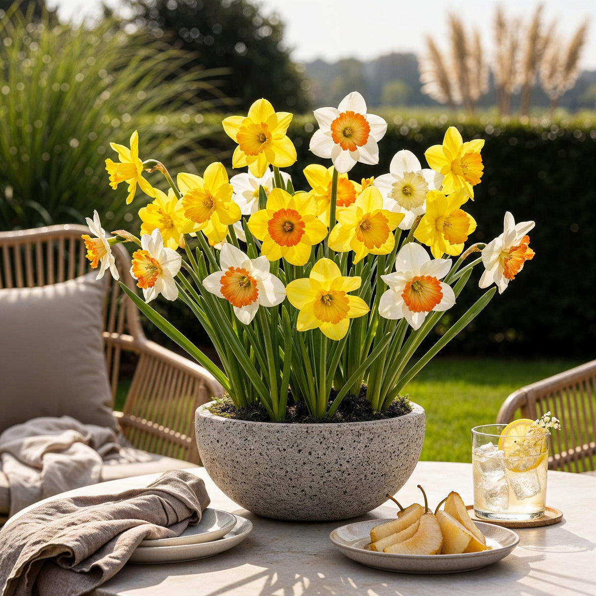 Green boutiQ - Bloembollen - Narcis Large Cupped mix - Kleur Geel en Wit - 15 stuks - Bolmaat 12/14 - XXL Pack