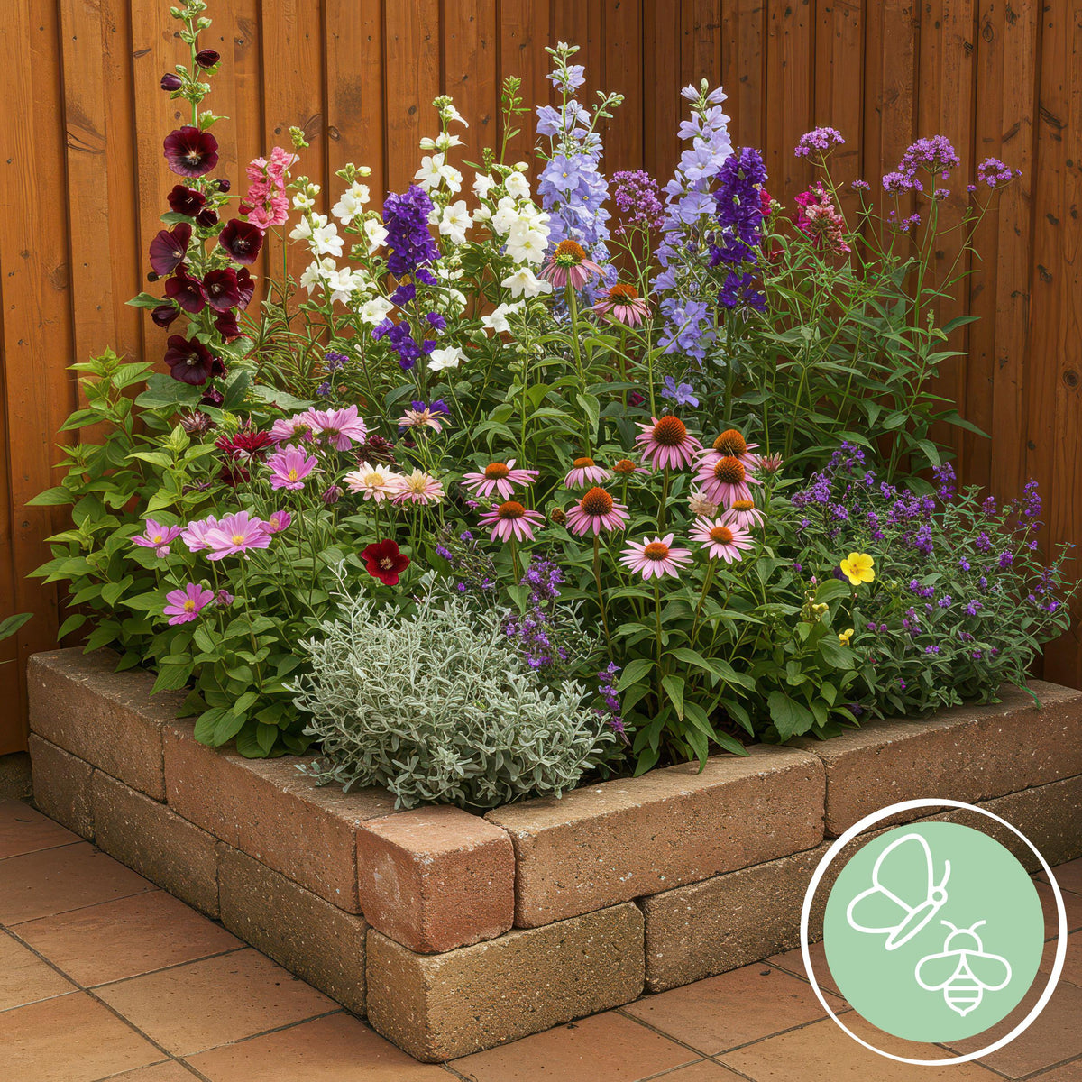 Green boutiQ - Borderpakket - Bijen en Vlinderlokkend - 8 Vaste planten - 1 m2 - Diversen kleuren - Weinig Onderhoud - Pot 11cm