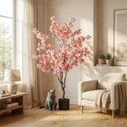 Plante artificielle - Prunus - Cerisier en fleurs - Rose - 135 cm