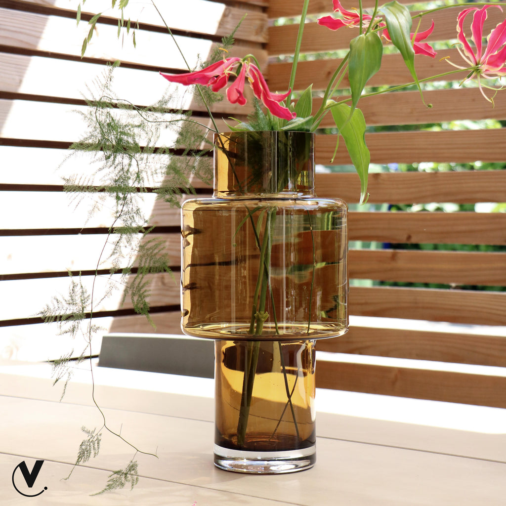 Vase en verre Juba M - H40 L20 - Cognac