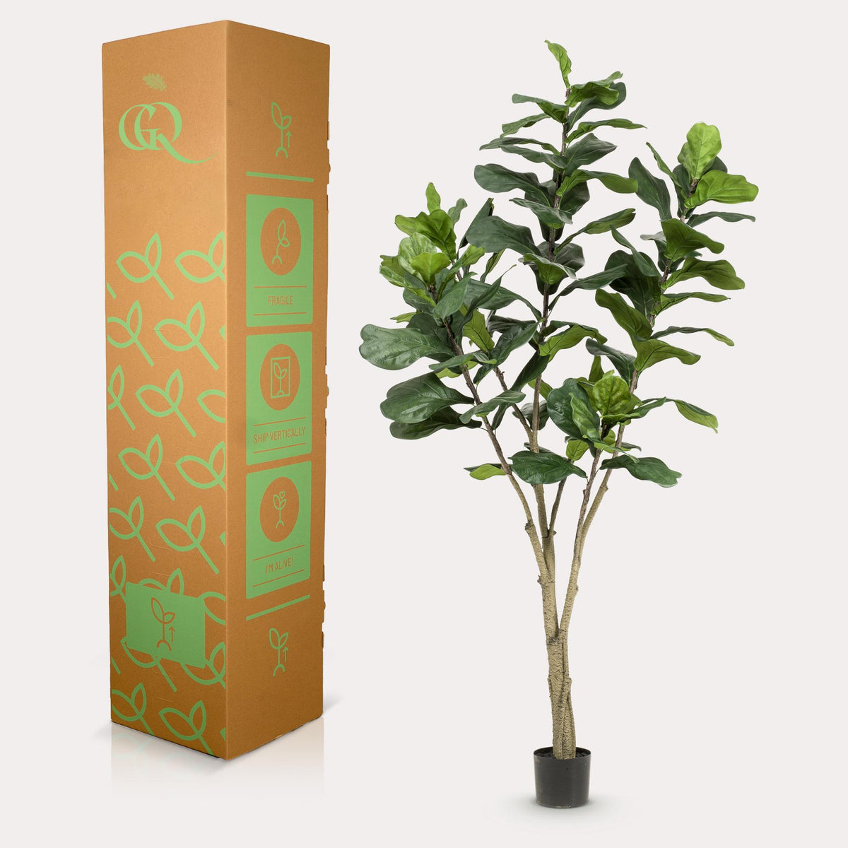 Kunst plant - Ficus Lyrara - Tabaksplant - 210cm XXL - AB