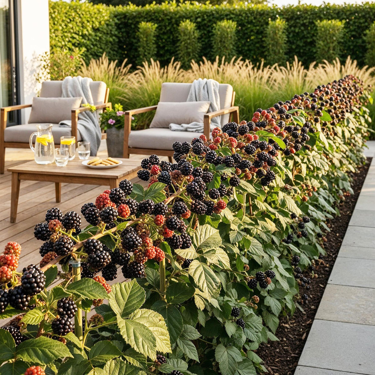 Green boutiQ - Fruitplanten - Braam - Rubus Black Satin - Winterhard - 3 Planten - Pot 9 cm - Zwarte Braam