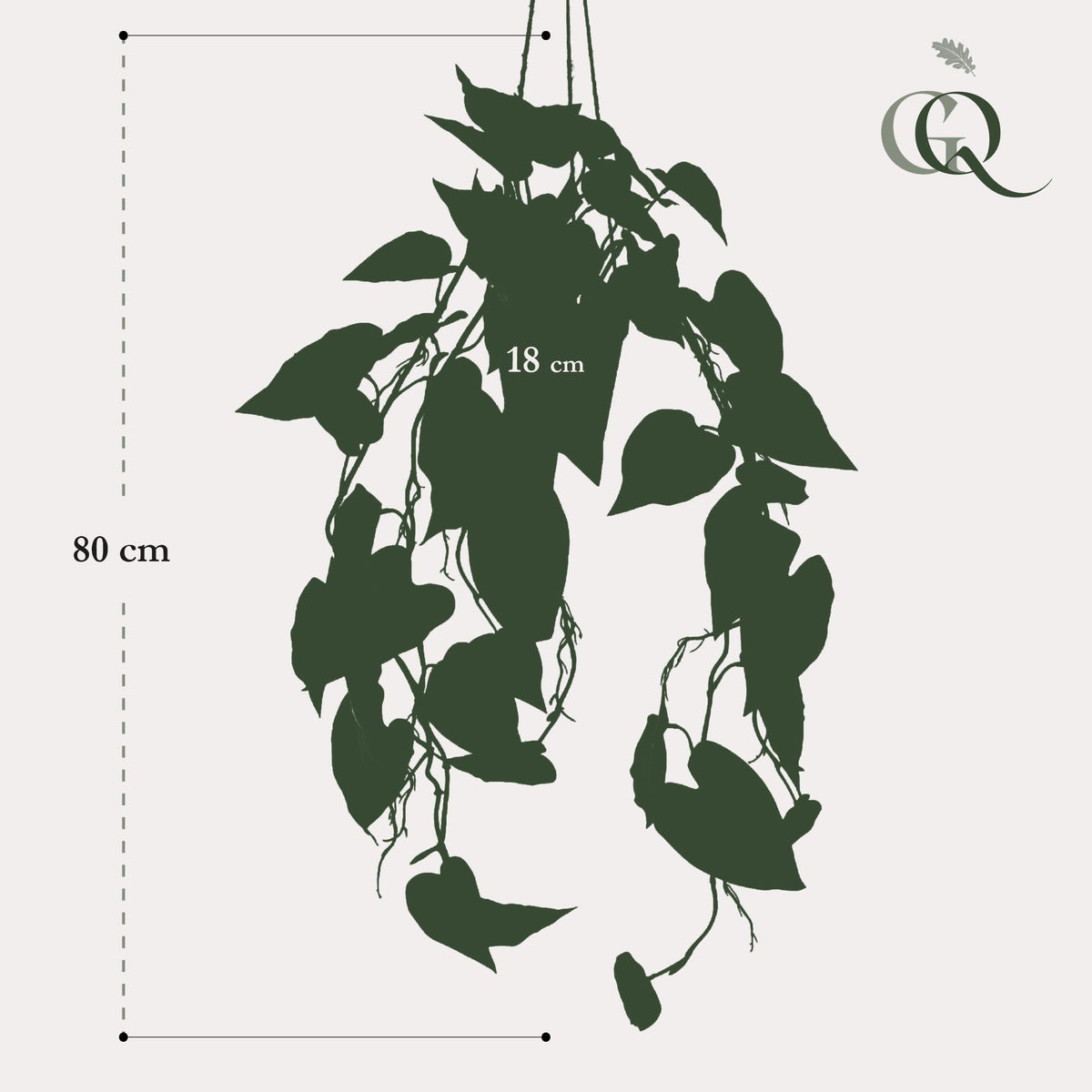 Kunstpflanze - Philodendron scandens - Kletternder Baumfreund - 80 cm