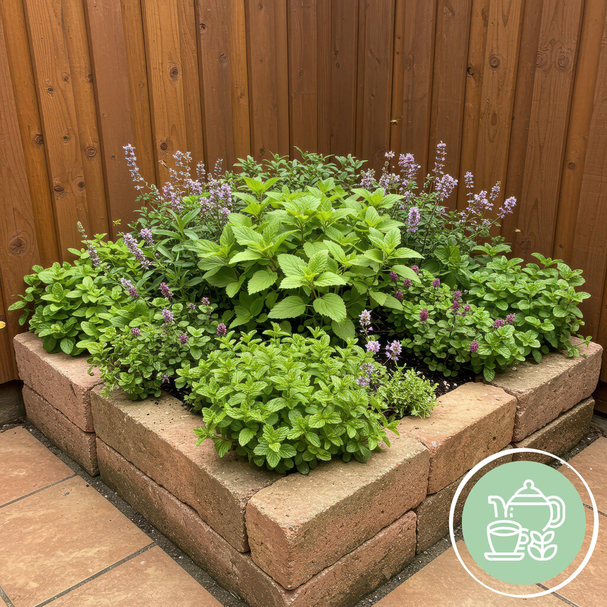 Green boutiQ - Borderpakket - Thee kruiden - 8 Vaste planten - 1 m2 - Diversen kleuren - Weinig Onderhoud - Pot 11cm