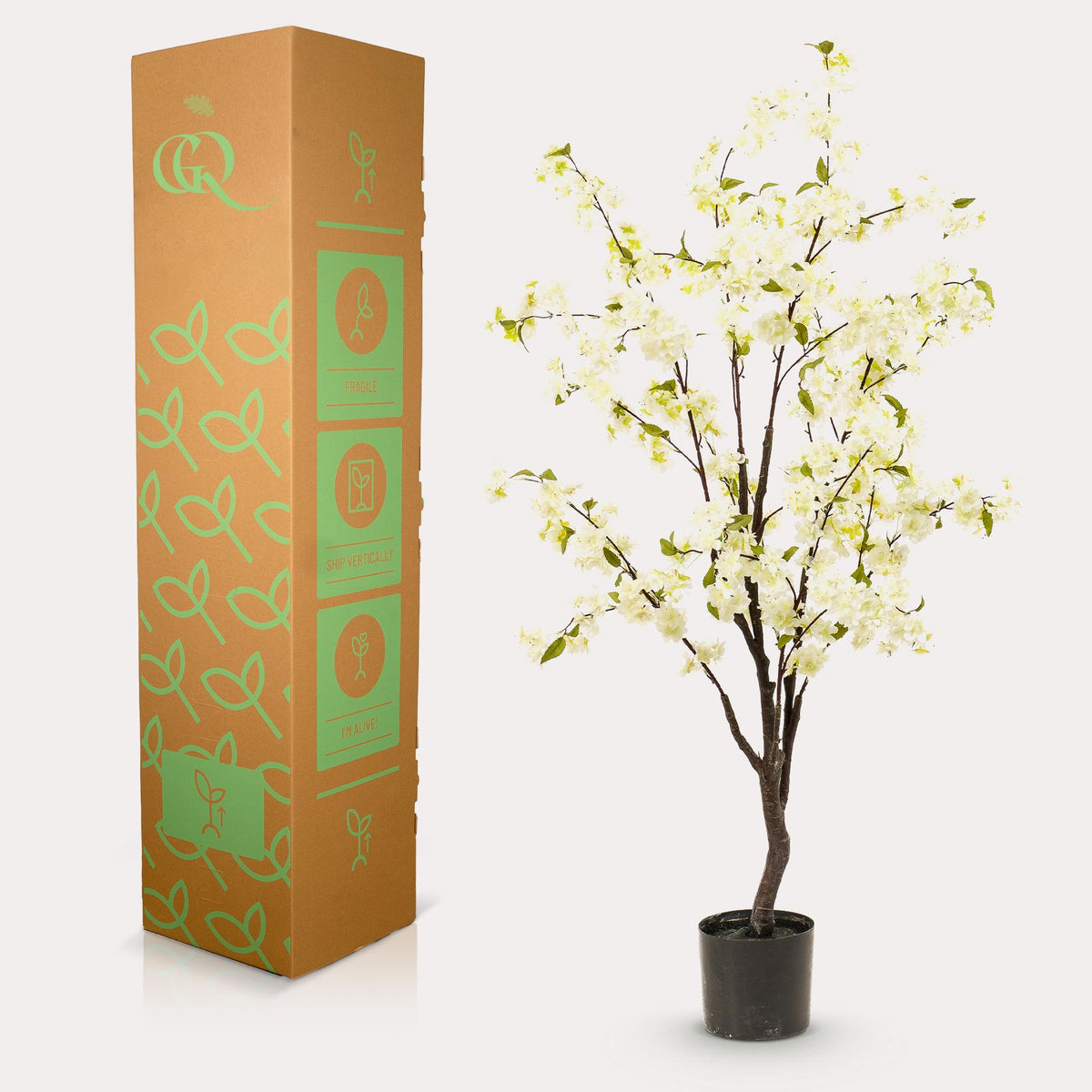 Kunstpflanze - Prunus - Kirschblüte - Weiß - 135cm