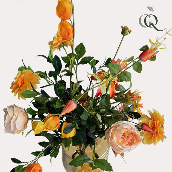 Kunstbloemen - Boeket L - Pretty Orange - 80cm