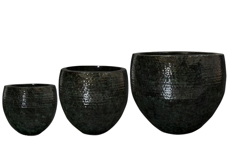 Set van 3 potten - Thom Zwart metaal - Width