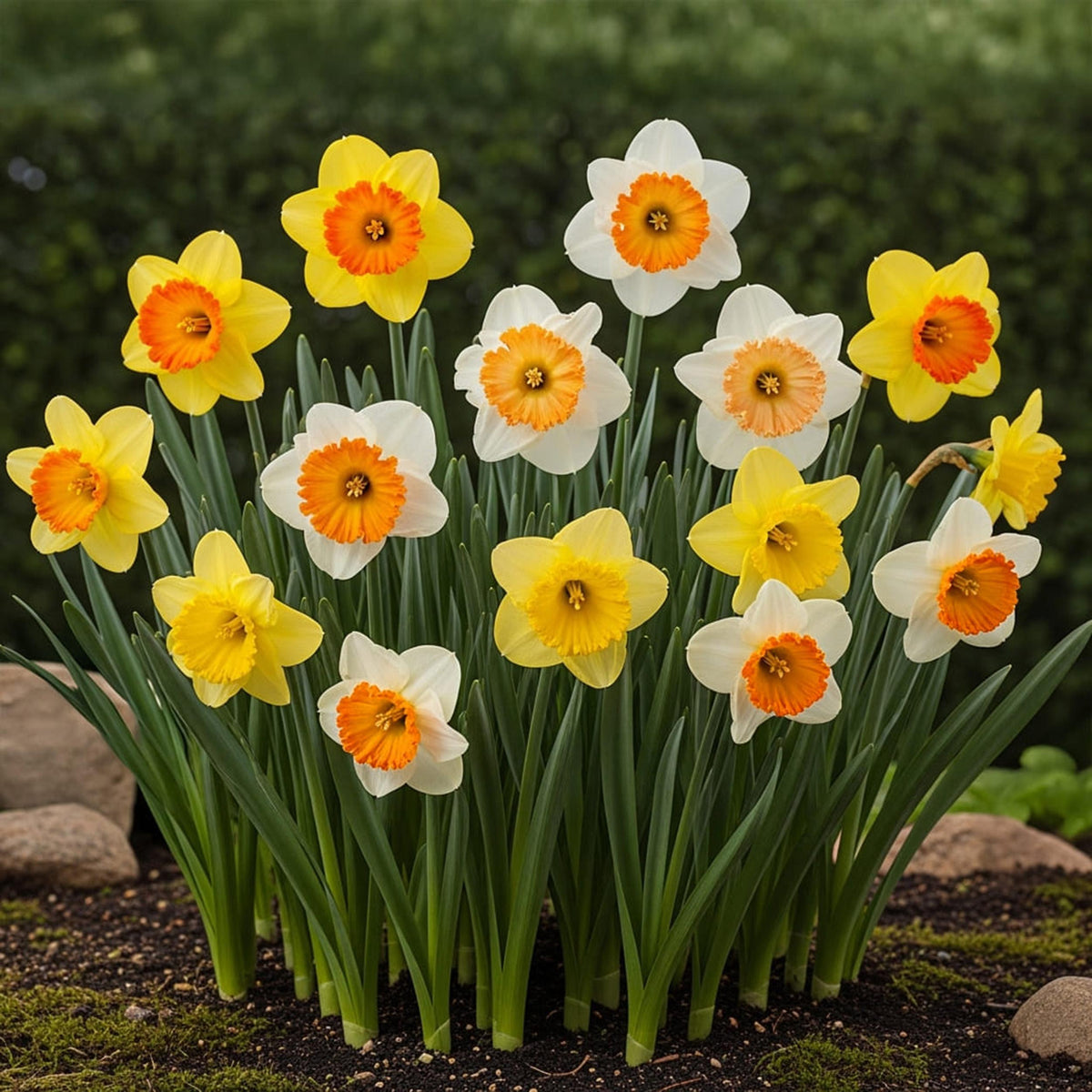 Green boutiQ - Bloembollen - Narcis Large Cupped mix - Kleur Geel en Wit - 15 stuks - Bolmaat 12/14 - XXL Pack