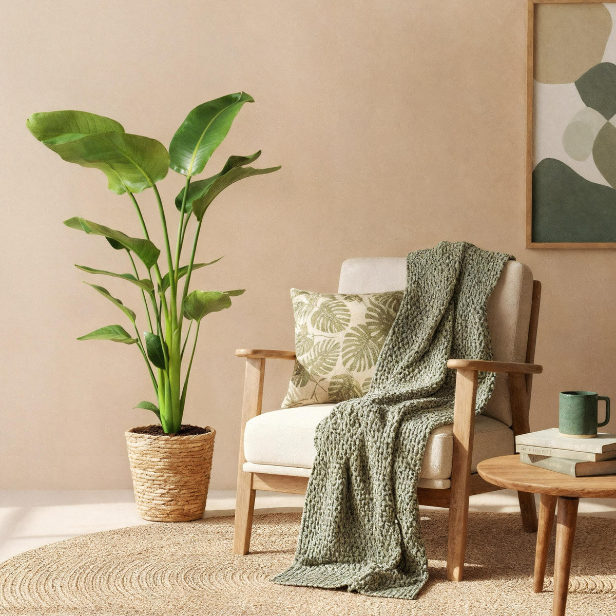 Green BoutiQ - Green is... Kamerplanten - Stelitzia Nicolai - Paradijsvogelbloem - Weinig onderhoud - Groen - 1 Plant - Pot 21cm - Hoogte 110-120cm