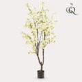Plante artificielle - Prunus - Cerisier en fleurs - Blanc - 210 cm