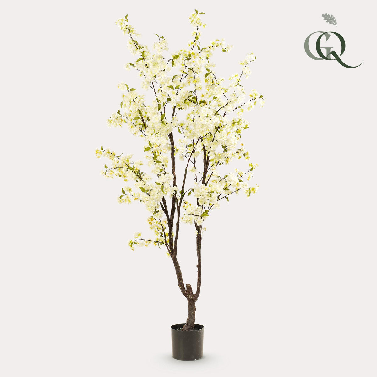 Plante artificielle - Prunus - Cerisier en fleurs - Blanc - 210 cm