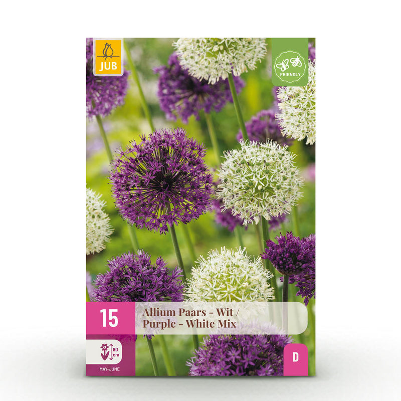 Green boutiQ - Bloembollen - Allium Purple White Mix - Kleur Paars en Wit - 15 stuks - Bolmaat 10/12 - XXL Pack