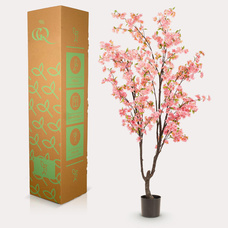 Kunstplant - Prunus - Kersenbloesem - Roze - 210cm