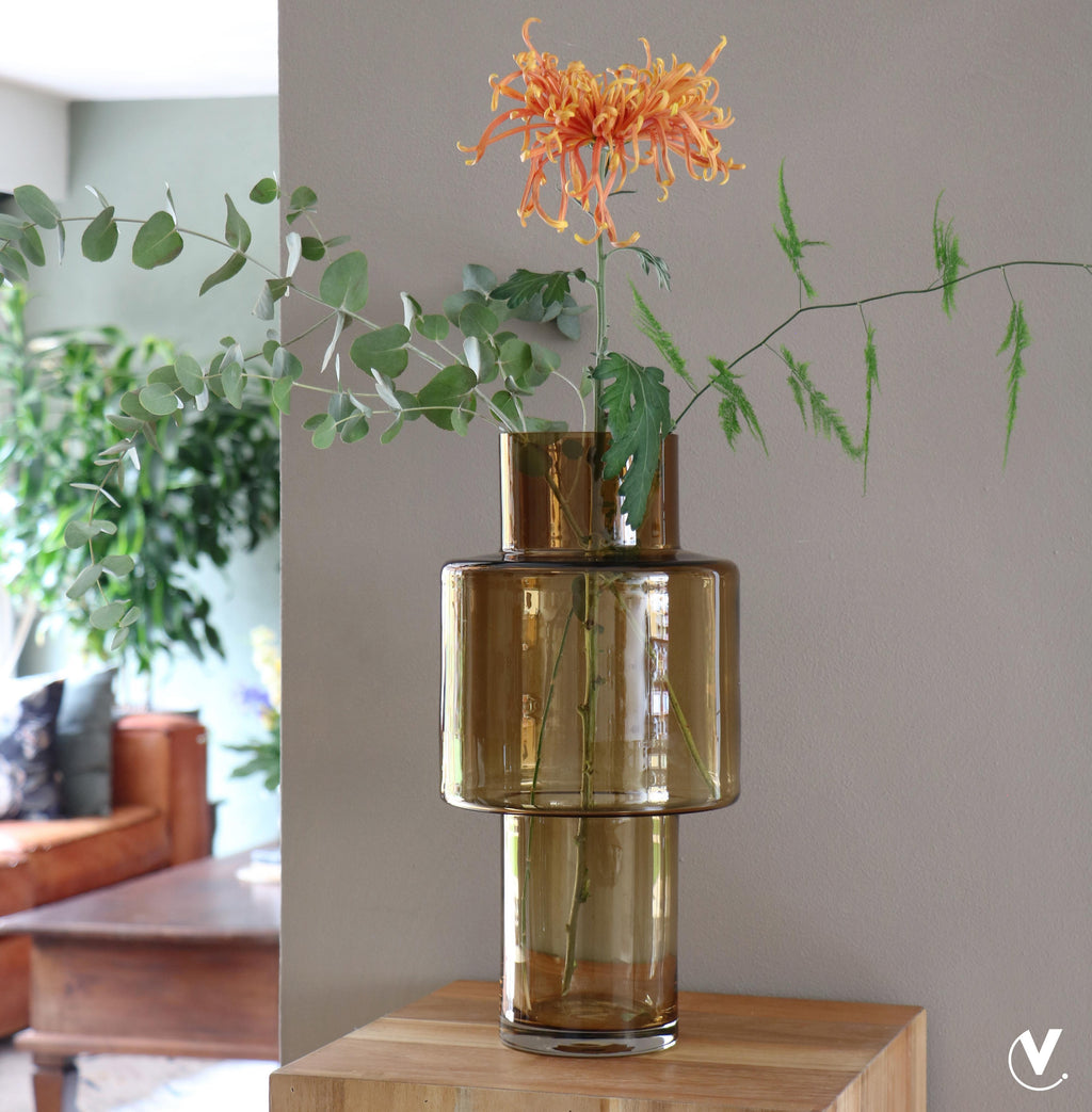 Vase en verre Juba M - H40 L20 - Cognac